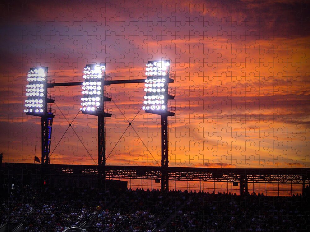 Baseball Jigsaw Puzzle featuring the photograph Ballpark At Sunset by Owen Weber