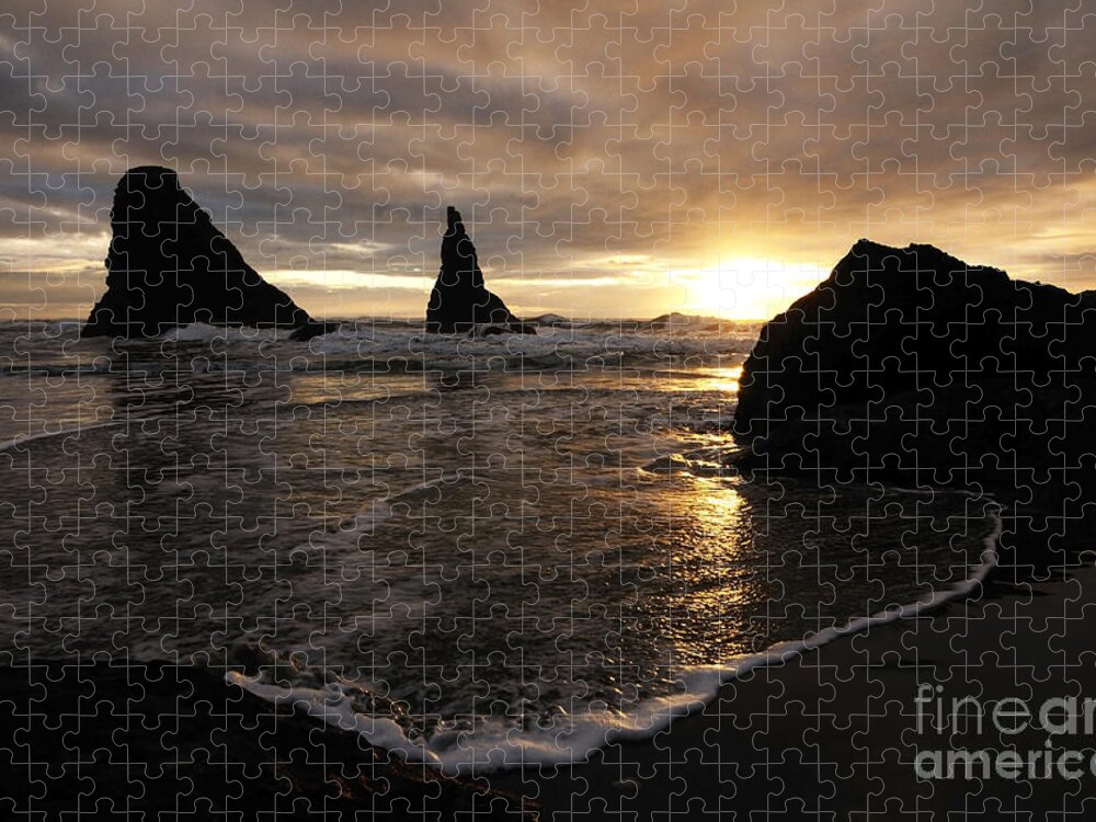 Bandon Jigsaw Puzzle featuring the photograph Bandon Sunset 2 by Vivian Christopher