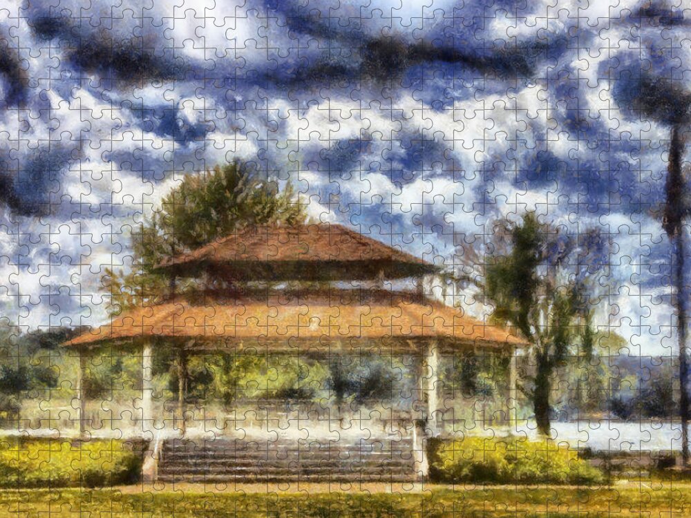 Cauble Park Jigsaw Puzzle featuring the digital art Bandstand by Daniel Eskridge