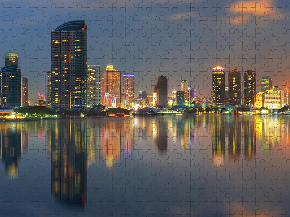 Tranquility Jigsaw Puzzle featuring the photograph Bangkok Brige by Anuchit Kamsongmueang
