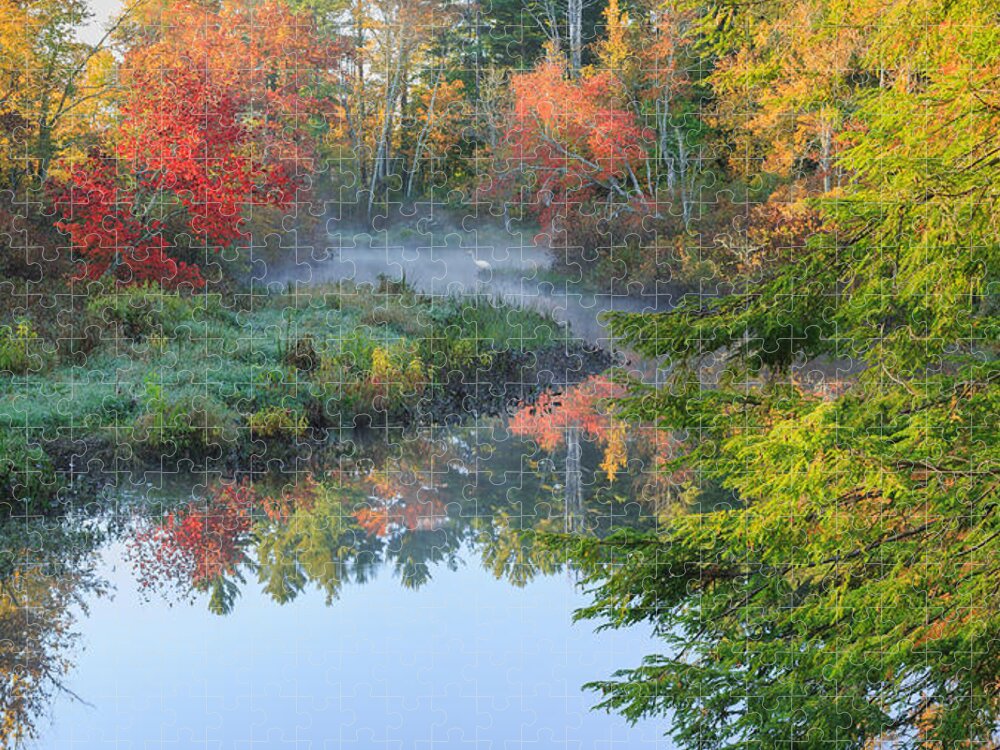 Autumn In New England Jigsaw Puzzle featuring the photograph Bantam River Autumn by Bill Wakeley