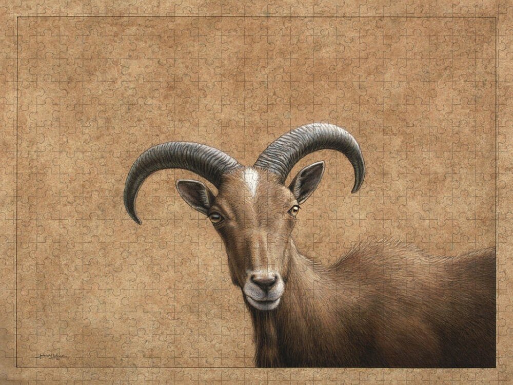 Barbary Ram Jigsaw Puzzle featuring the painting Barbary Ram by James W Johnson