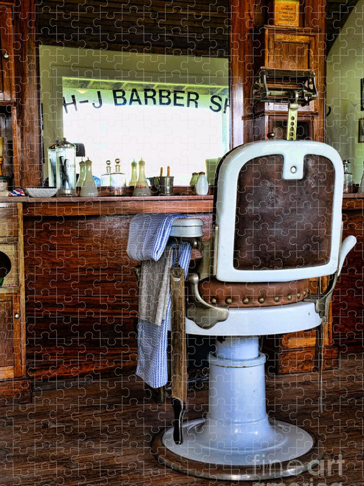 Barber - The Barber's Chair Jigsaw Puzzle featuring the photograph Barber - The Barber Shop by Paul Ward