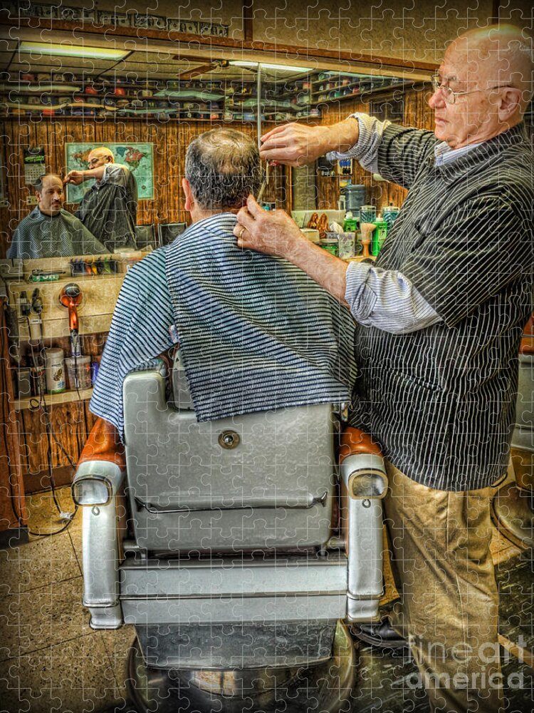 Barber Signs Jigsaw Puzzle featuring the photograph the Barber Shop Shave and a Haircut - Barber Shop by Lee Dos Santos