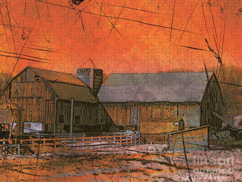 Barn Jigsaw Puzzle featuring the photograph Barn at Sunset by Claire Bull