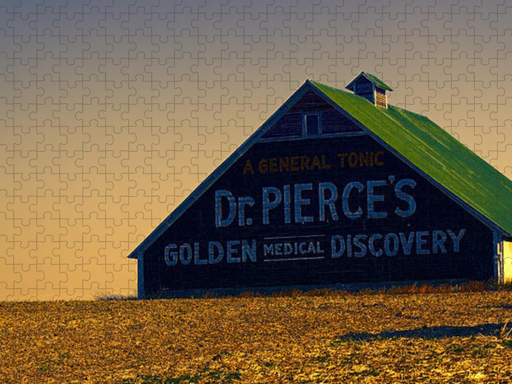 Barn Jigsaw Puzzle featuring the photograph Barn in Sunset by Cathy Anderson