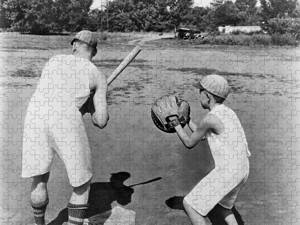 1928 Jigsaw Puzzle featuring the photograph Baseball In Union Suits by Underwood Archives