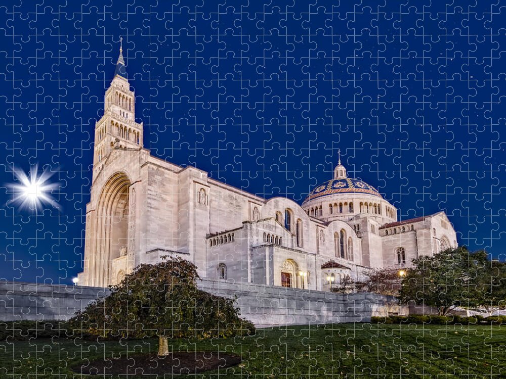 Basilica Of The National Shrine Of The Immaculate Conception Jigsaw Puzzle featuring the photograph Basilica of the National Shrine of the Immaculate Conception by Susan Candelario