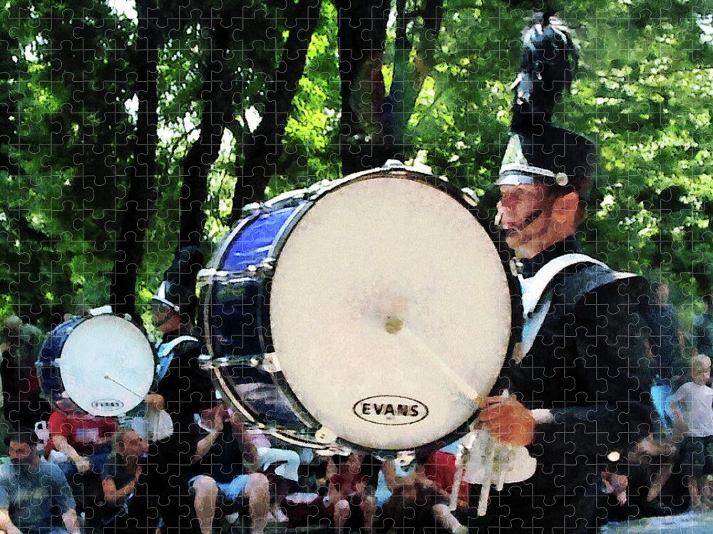 Parade Jigsaw Puzzle featuring the photograph Bass Drums on Parade by Susan Savad