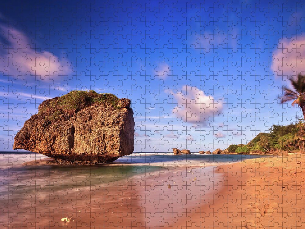Tranquility Jigsaw Puzzle featuring the photograph Bathsheba Rock, Barbados by Enzo Figueres