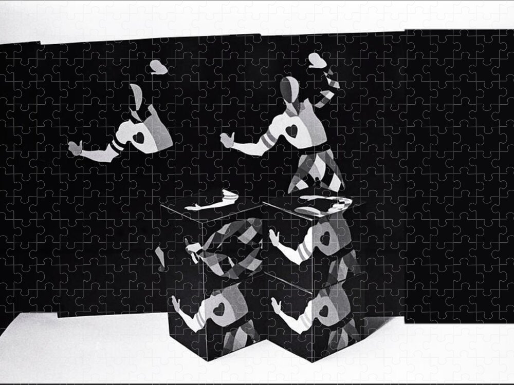 Bauhaus Ballet Dance Jigsaw Puzzle featuring the painting Bauhause Ballet Wide by Charles Stuart