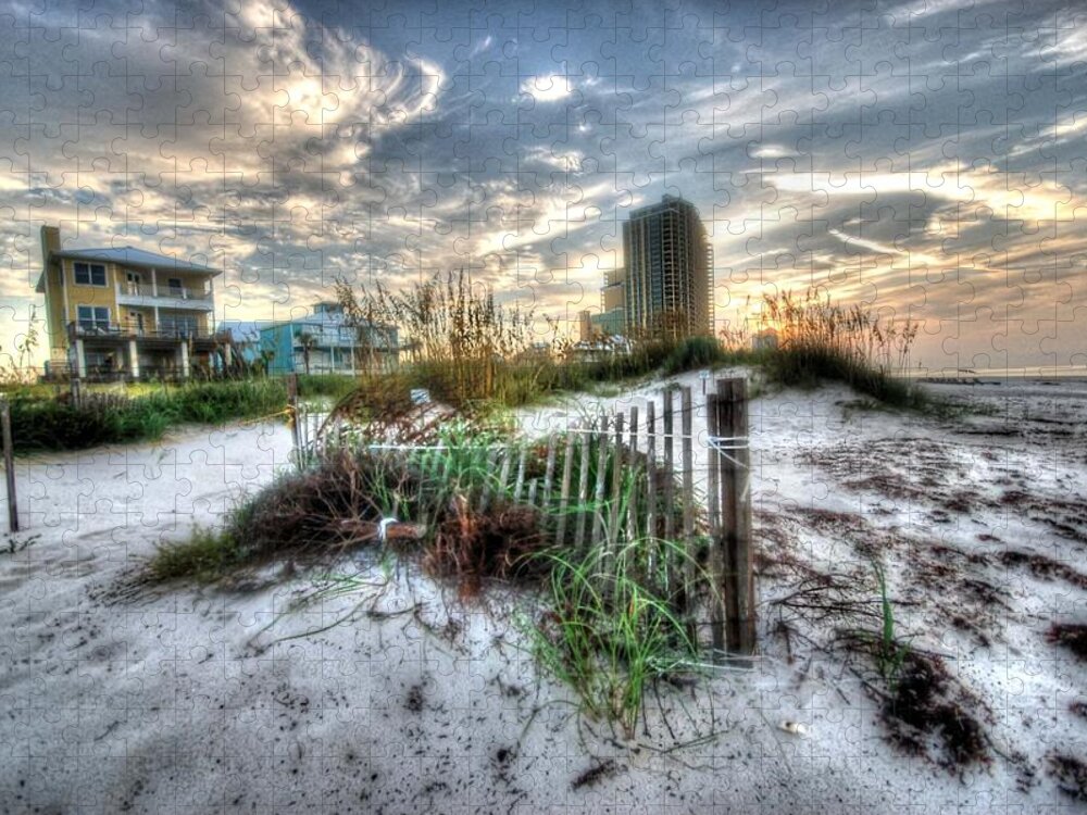 Alabama Jigsaw Puzzle featuring the digital art Beach and Buildings by Michael Thomas