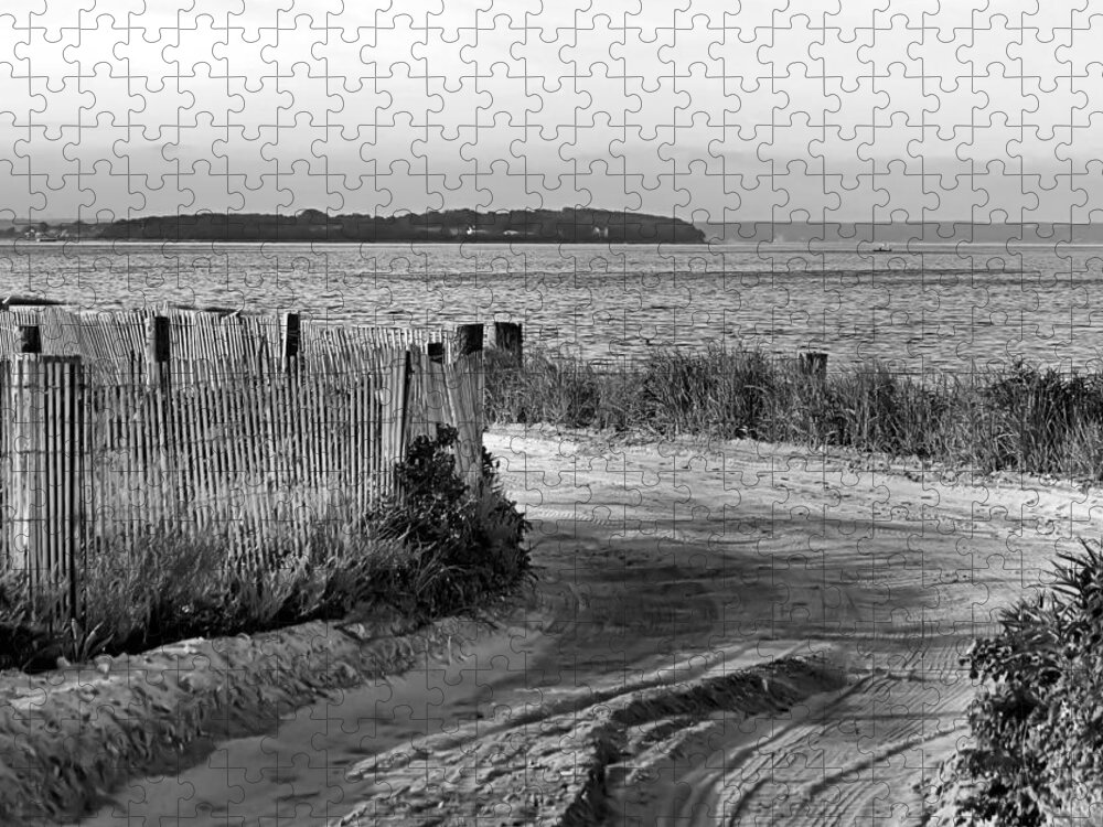 Beach Road Jigsaw Puzzle featuring the photograph Beach Road Black and White by Janice Drew