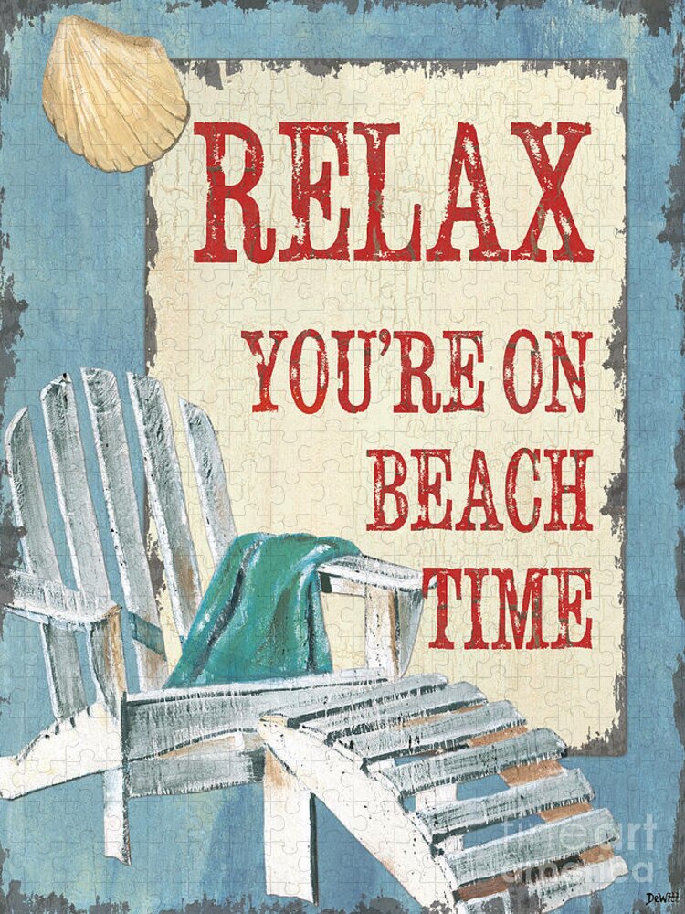Beach Puzzle featuring the painting Beach Time 1 by Debbie DeWitt