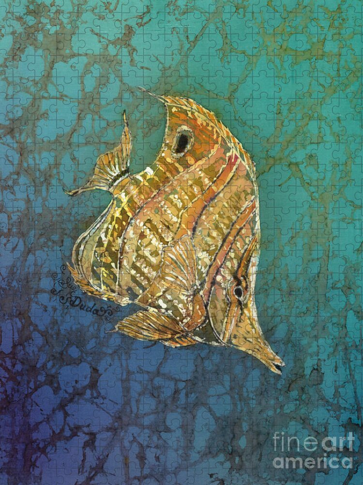 Fish Jigsaw Puzzle featuring the painting Beaked Butterflyfish by Sue Duda