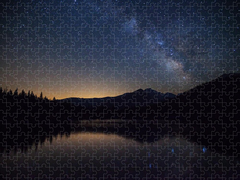Milky Way Puzzle featuring the photograph Bear lake Milky Way by Darren White