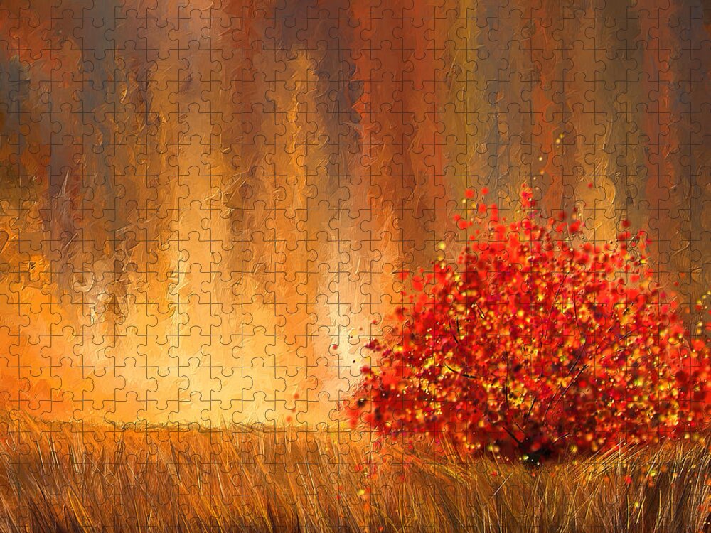 Four Seasons Jigsaw Puzzle featuring the painting Beautiful Change- Autumn Impressionist by Lourry Legarde