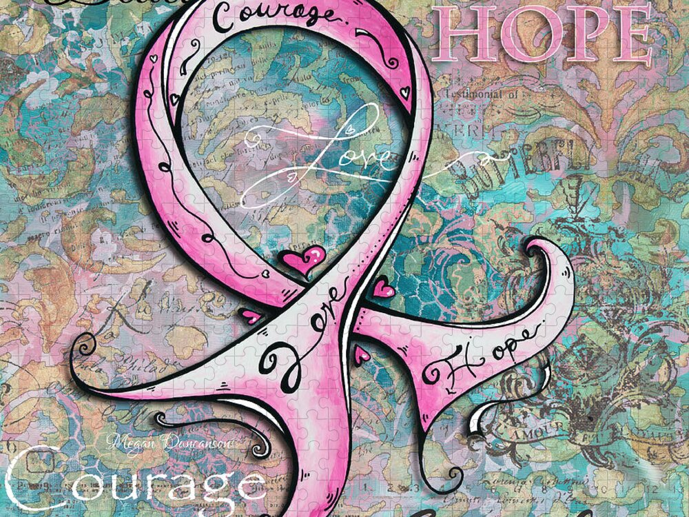 Beautiful Inspirational Elegant Pink Ribbon Design Art for Breast Cancer  Awareness #1 Jigsaw Puzzle by Megan Aroon - Pixels