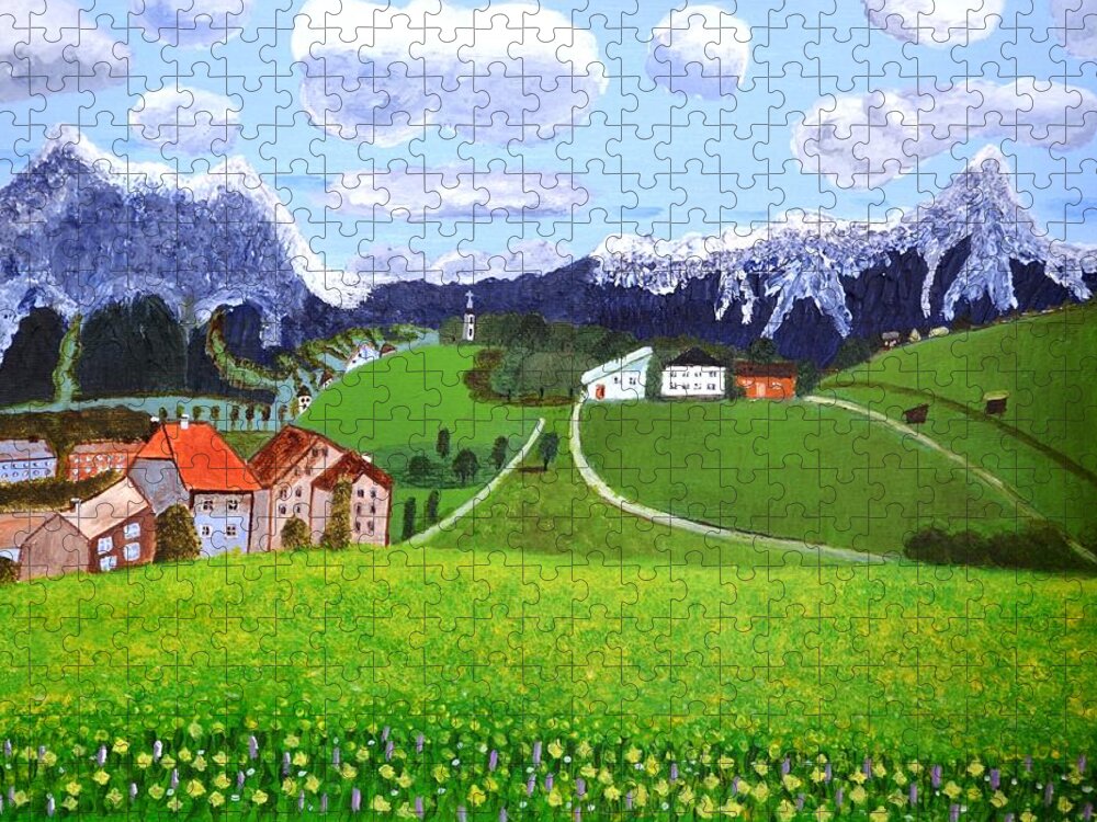 Cloud Jigsaw Puzzle featuring the painting Beautiful Norway by Magdalena Frohnsdorff
