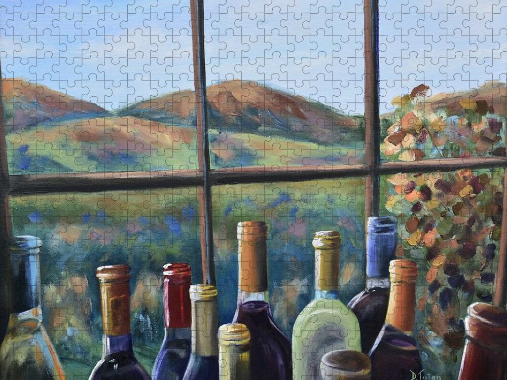 Wine Jigsaw Puzzle featuring the painting Beautiful View by Donna Tuten