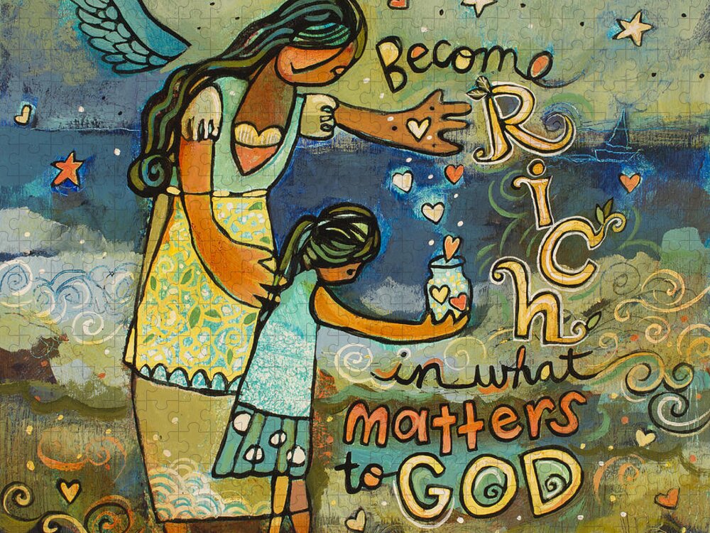 Jen Norton Jigsaw Puzzle featuring the painting Become Rich in what Matters to God by Jen Norton