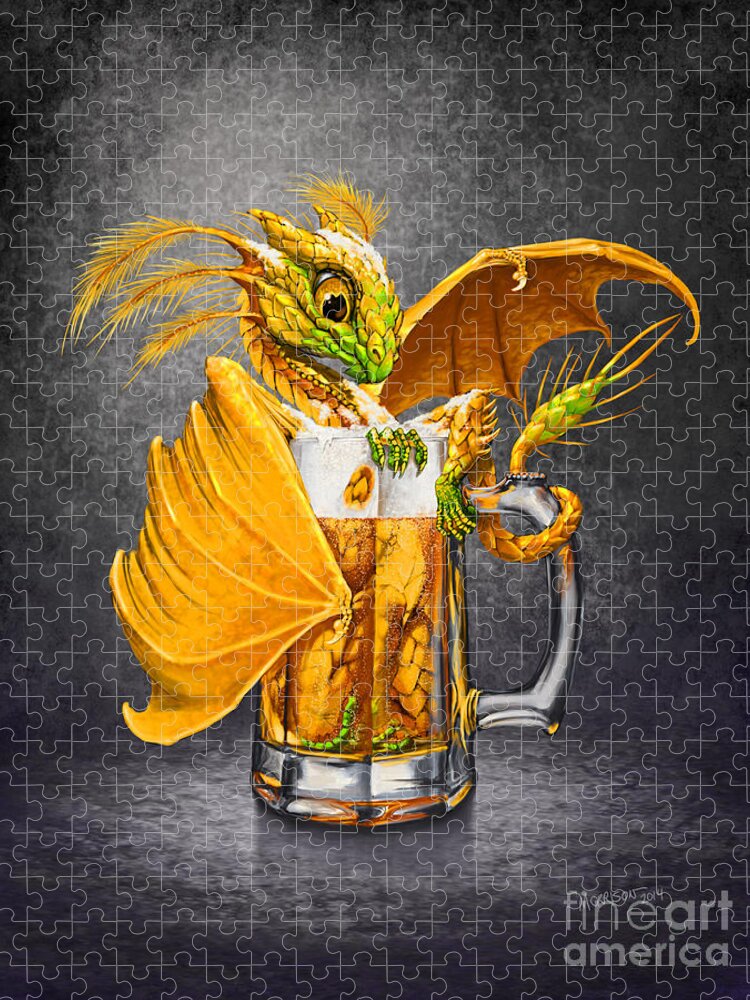 Dragon Jigsaw Puzzle featuring the digital art Beer Dragon by Stanley Morrison