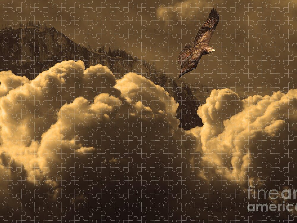 Wingsdomain Jigsaw Puzzle featuring the photograph Before Memory . I Have Soared With The Hawk by Wingsdomain Art and Photography