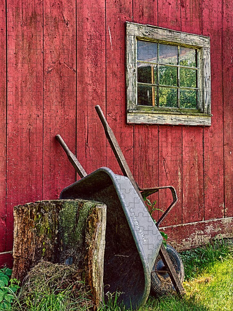 Red Barn Jigsaw Puzzle featuring the photograph Behind the Barn by Priscilla Burgers