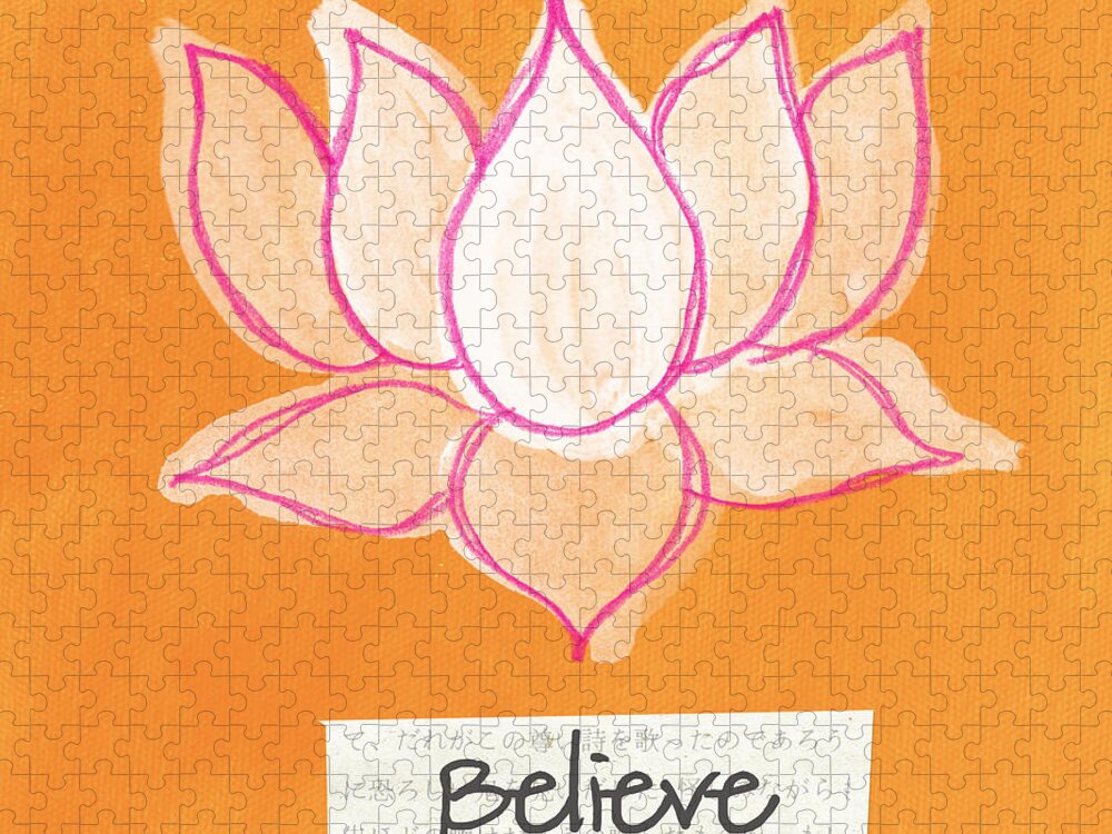 Lotus Jigsaw Puzzle featuring the painting Believe by Linda Woods