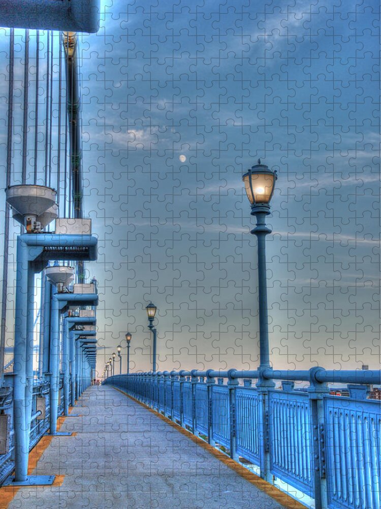 Ben Franklin Bridge Jigsaw Puzzle featuring the photograph Ben Franklin Bridge Walkway by Jennifer Ancker