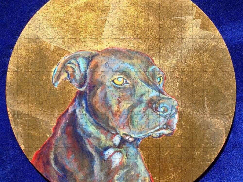 Dog Jigsaw Puzzle featuring the painting Beowulf by Ashley Kujan