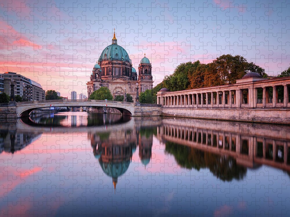 Berlin Jigsaw Puzzle featuring the photograph Berlin Cathedral With Friedrichsbridge by Spreephoto.de