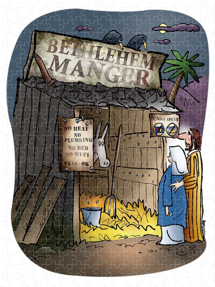 Seasonal Jigsaw Puzzle featuring the digital art Bethlehem Manger by Mark Armstrong
