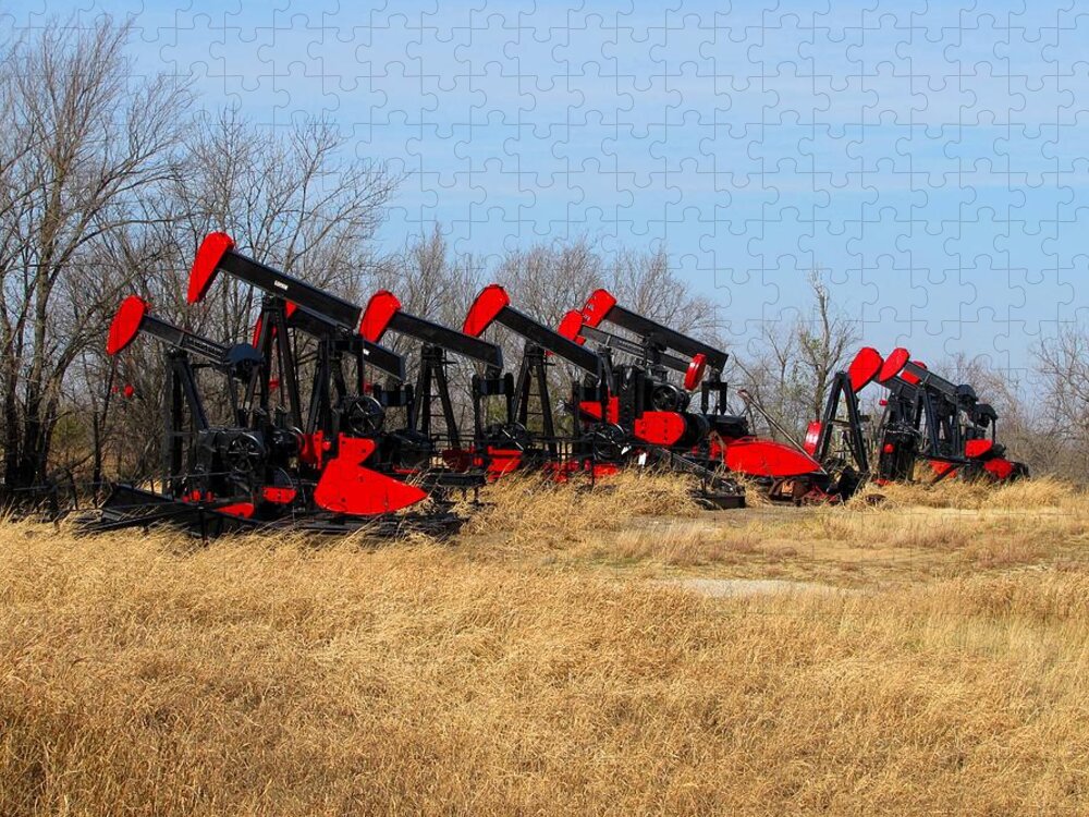 Oil Jigsaw Puzzle featuring the photograph Bethlehem Pump Jacks by Keith Stokes