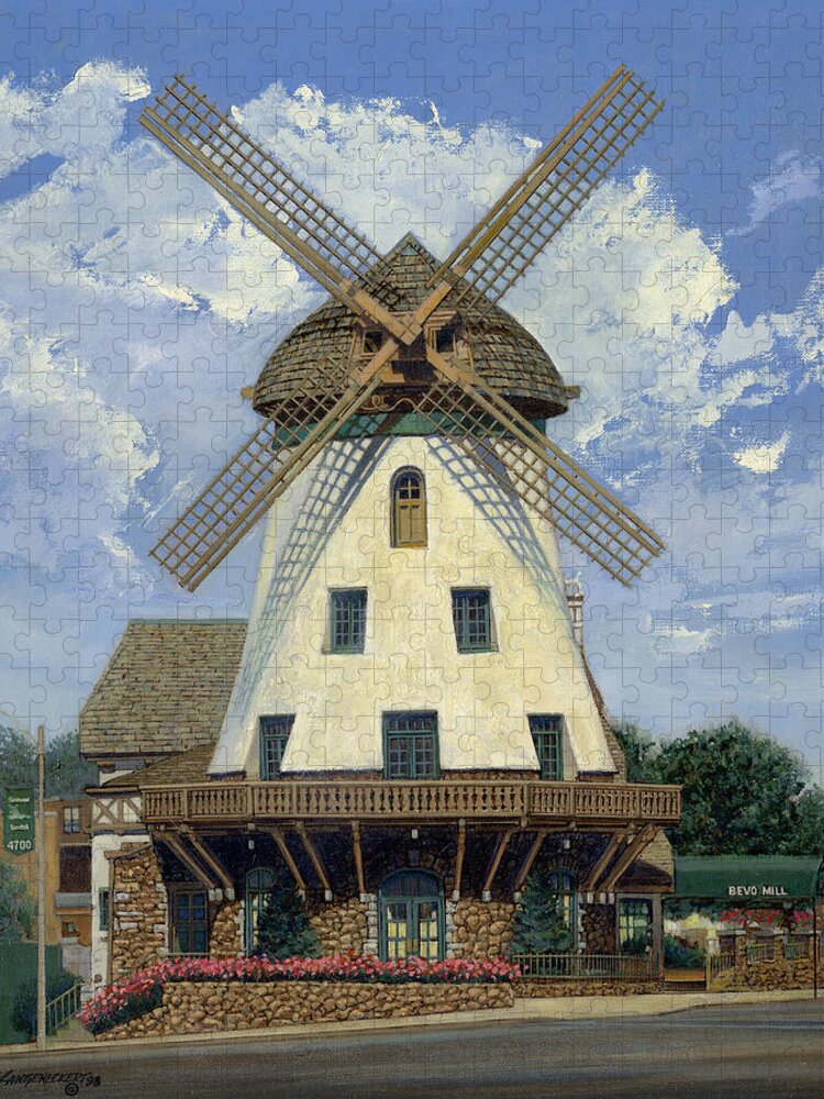 Don Jigsaw Puzzle featuring the painting Bevo Mill Front View by Don Langeneckert