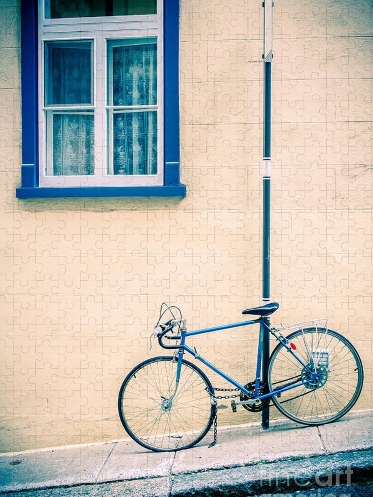 Street Jigsaw Puzzle featuring the photograph Bicycle on the streets of Old Quebec City by Edward Fielding