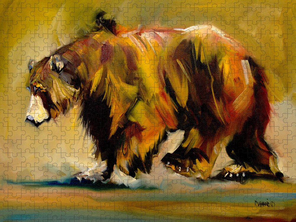 Bear Art Jigsaw Puzzle featuring the painting Big Bear Walking by Diane Whitehead