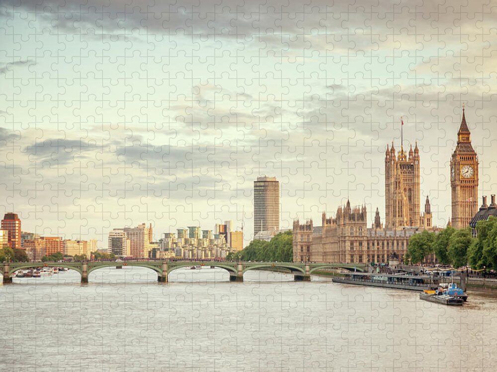 Clock Tower Jigsaw Puzzle featuring the photograph Big Ben And Houses Of Parliament by Mlenny