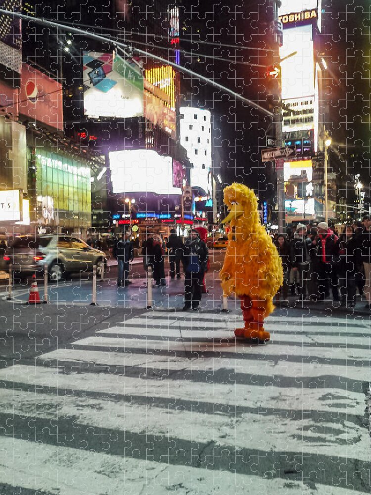 Big Bird Jigsaw Puzzle featuring the photograph Big Bird on Times Square by Scott Campbell