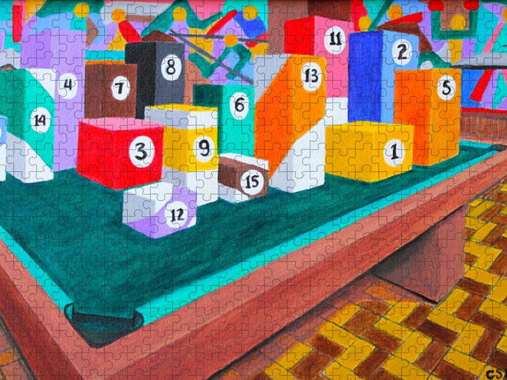 All Apparels Jigsaw Puzzle featuring the painting Billiard Table by Lorna Maza