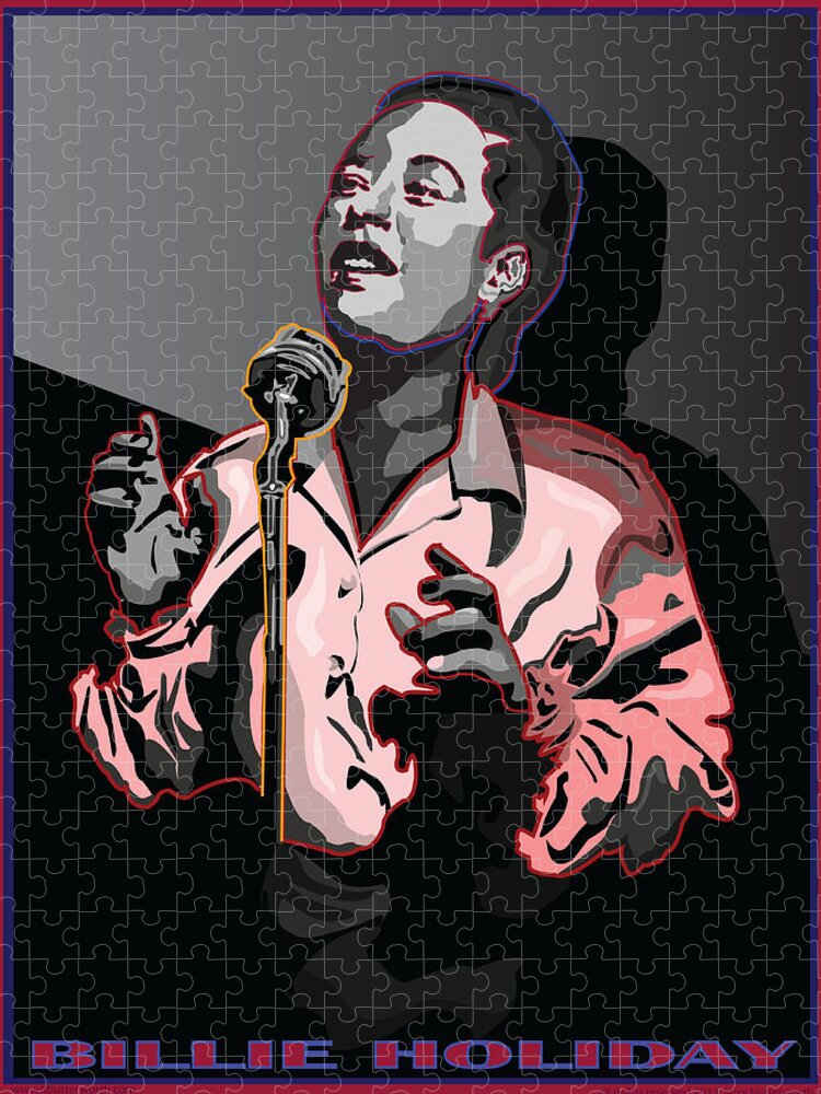 Billie Holiday Jigsaw Puzzle featuring the digital art Billie Holiday Jazz Singer by Larry Butterworth