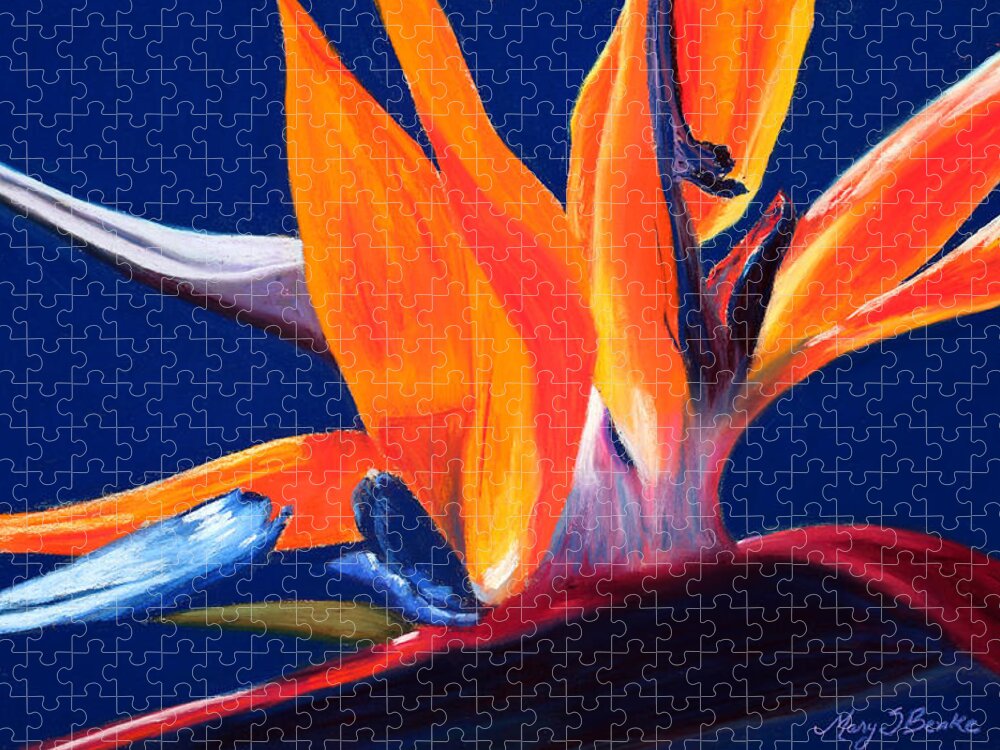 Bird Of Paradise Jigsaw Puzzle featuring the painting Bird of Paradise by Mary Benke