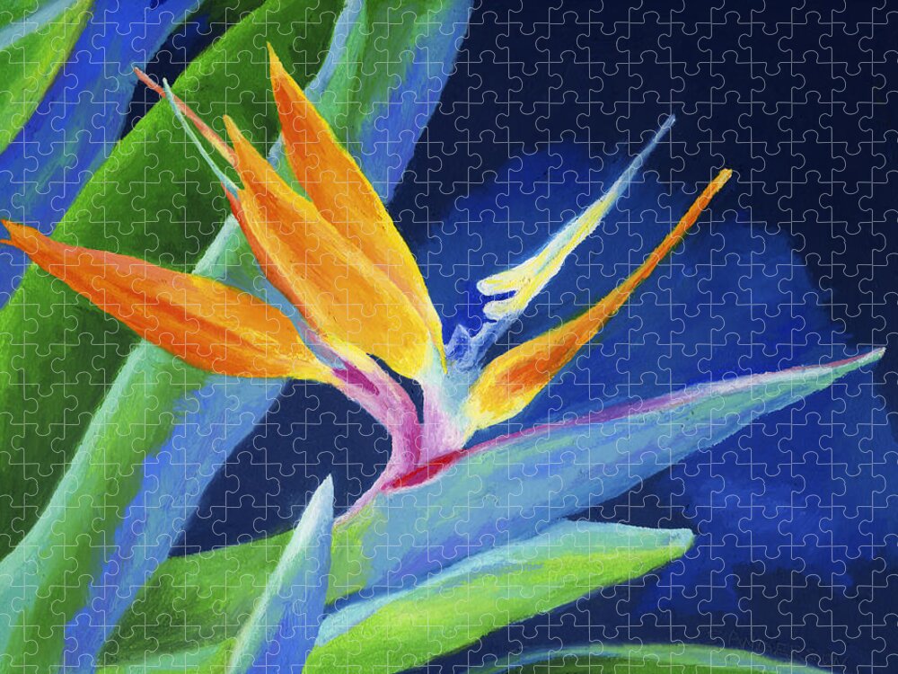 Flower Jigsaw Puzzle featuring the painting Bird of Paradise by Stephen Anderson