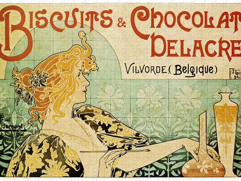 Art Nouveau Jigsaw Puzzle featuring the digital art Biscuits and Chocolate by Georgia Clare