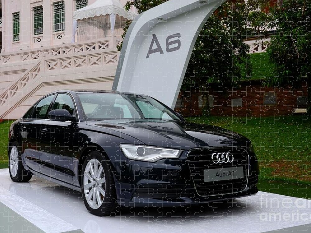 Car Jigsaw Puzzle featuring the photograph Black Audi A6 Classic saloon car by Imran Ahmed