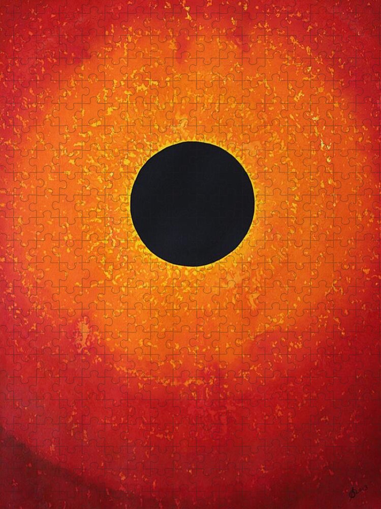 Black Hole Jigsaw Puzzle featuring the painting Black Hole Sun original painting by Sol Luckman