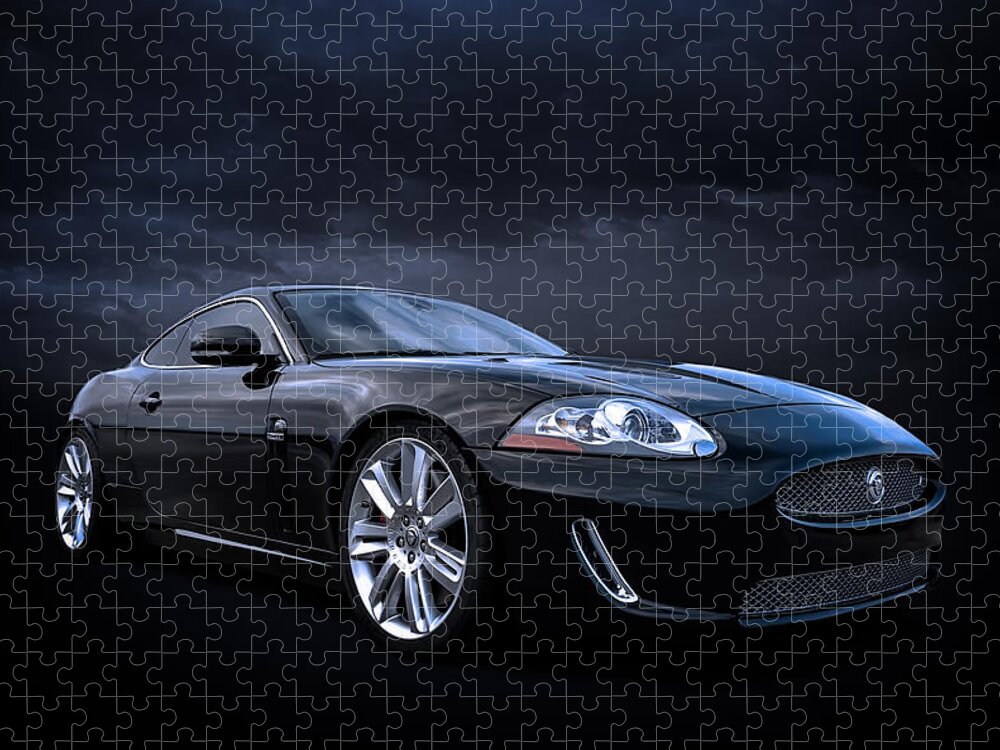 Black Jigsaw Puzzle featuring the digital art Black Jaguar by Douglas Pittman
