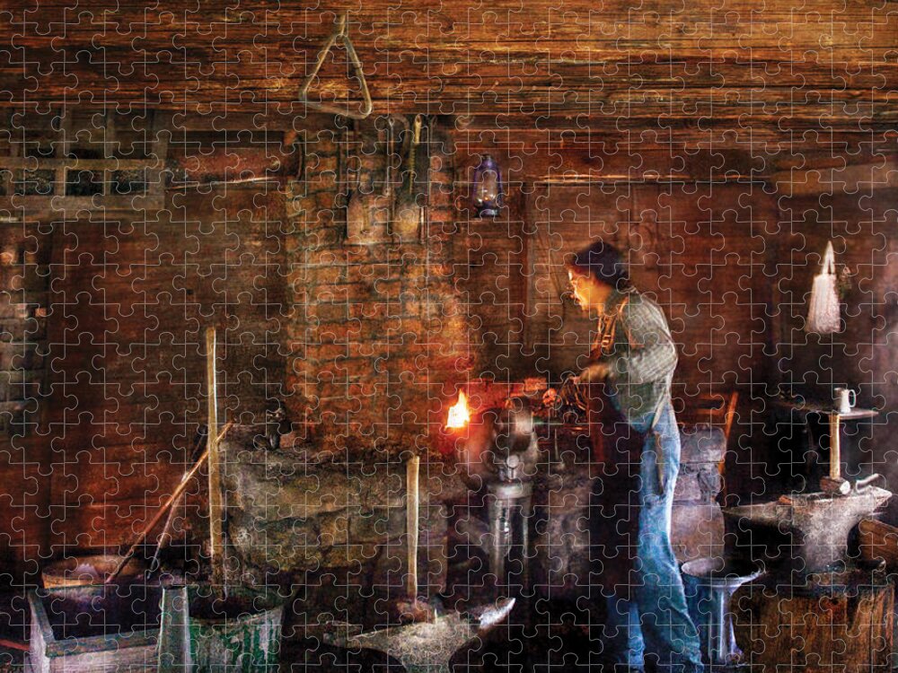 Savad Jigsaw Puzzle featuring the photograph Blacksmith - Cooking with the Smith's by Mike Savad