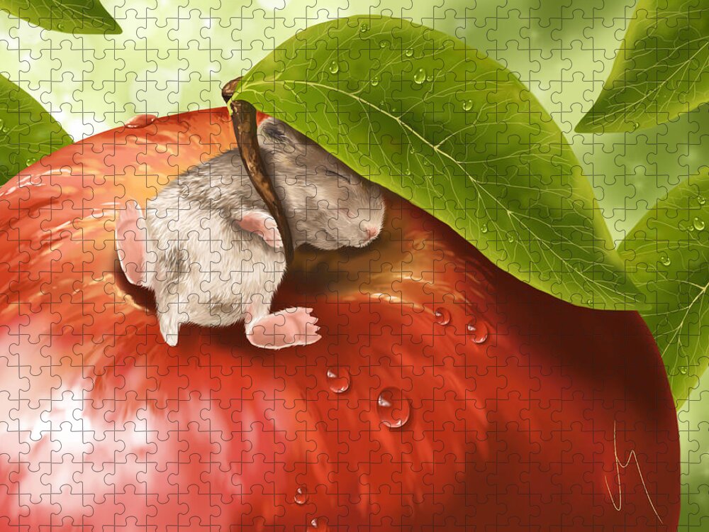 Apple Jigsaw Puzzle featuring the painting Bliss by Veronica Minozzi