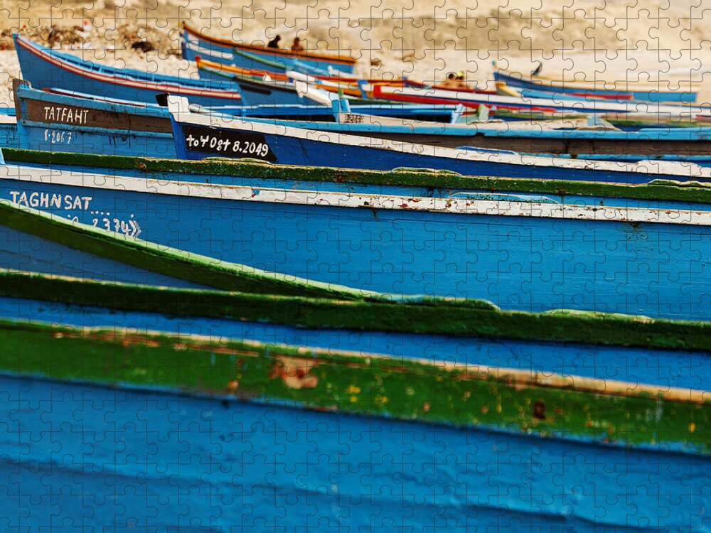 Boat Images Jigsaw Puzzle featuring the photograph Blue Boats by David Davies